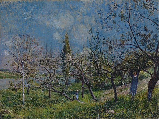 阿尔弗雷德·西斯利（Alfred Sisley）作品《春天的果园》高清下载
