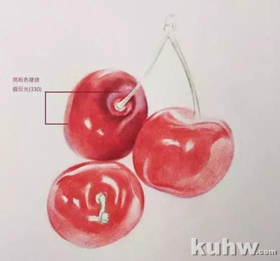 绘画~彩铅教程丨手把手教大家画一个红彤彤的樱桃