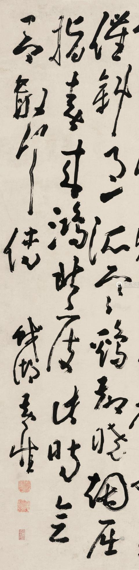 黄慎 草书七言诗 立轴 水墨纸本