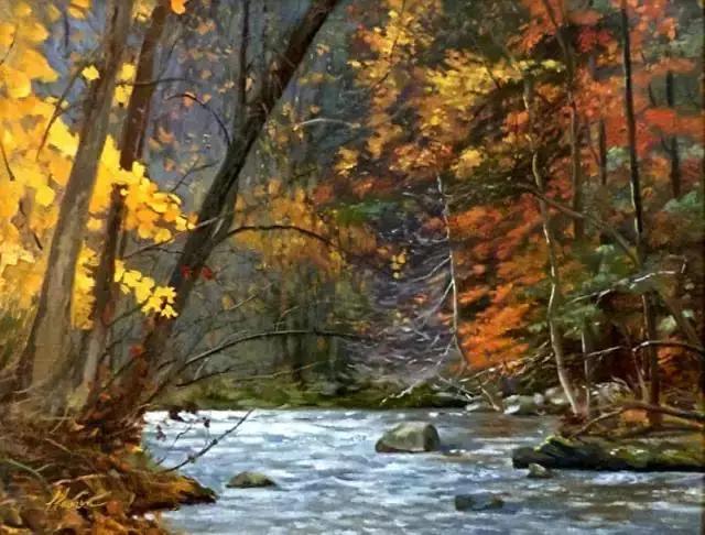 绮丽多姿的加拿大风景油画