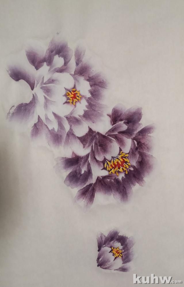 淡雅的紫色牡丹画法解析