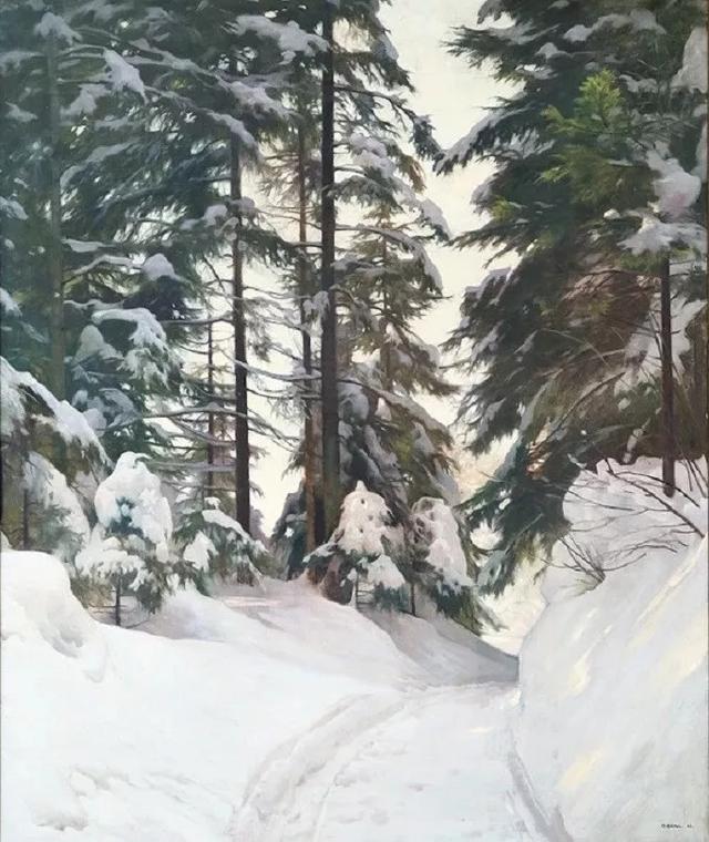 奥地利的冬天不太冷Oswald Grill风景油画
