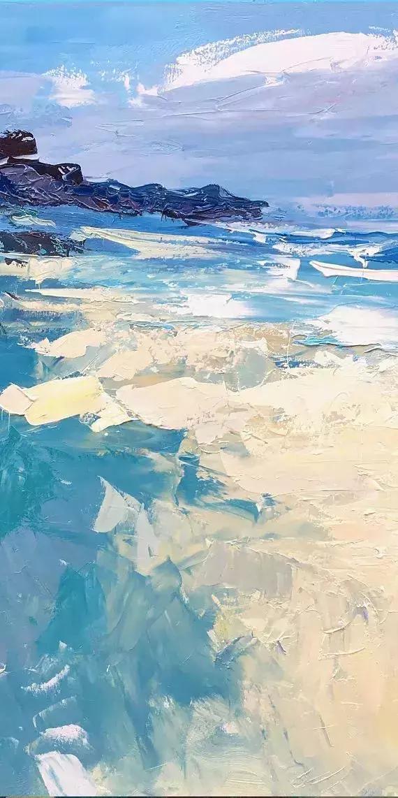 这女子用色大胆，冷暖对比强烈。美国画家Erin Hanson的作品选