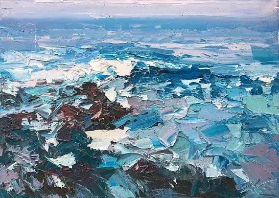 这女子用色大胆，冷暖对比强烈。美国画家Erin Hanson的作品选