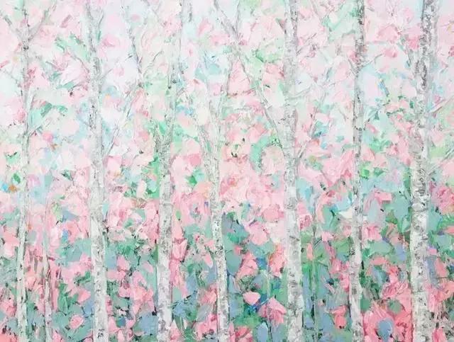 这女子用色大胆，冷暖对比强烈。美国画家Erin Hanson的作品选