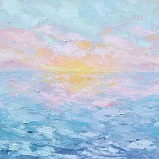 这女子用色大胆，冷暖对比强烈。美国画家Erin Hanson的作品选