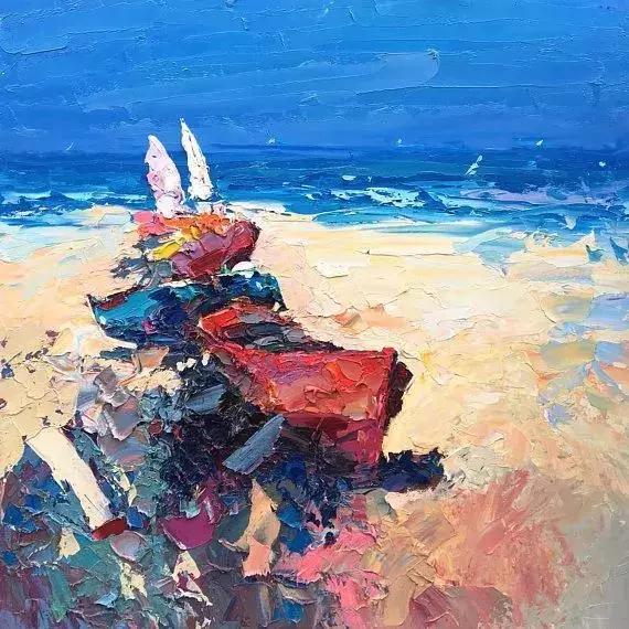 这女子用色大胆，冷暖对比强烈。美国画家Erin Hanson的作品选