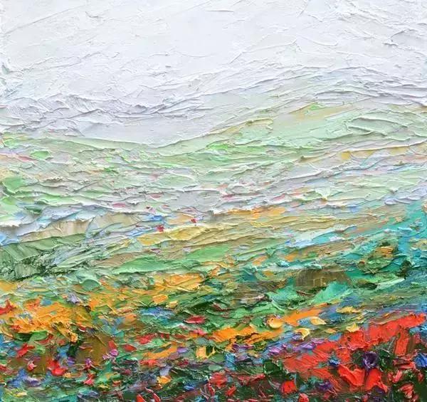 这女子用色大胆，冷暖对比强烈。美国画家Erin Hanson的作品选