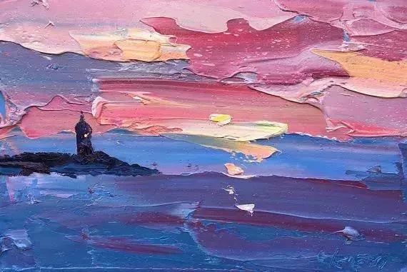 这女子用色大胆，冷暖对比强烈。美国画家Erin Hanson的作品选