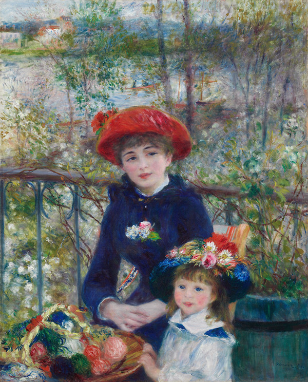 前1000幅世界名画-皮埃尔·奥古斯特·雷诺阿 （Pierre-Auguste Renoir）《两姐妹（在露台上）》