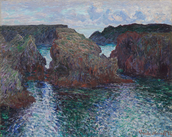 克洛德·莫奈（Claude Monet）作品《百丽岛古尔弗尔港的岩石》高清下载