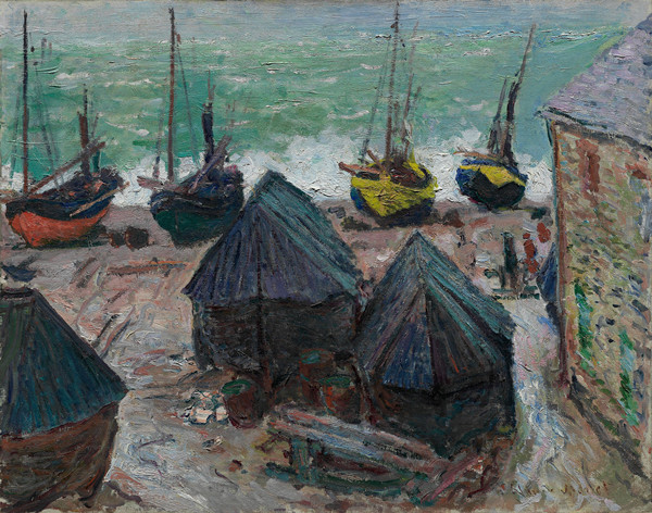 克洛德·莫奈（Claude Monet）作品《埃特勒塔海滩上的船》高清下载 