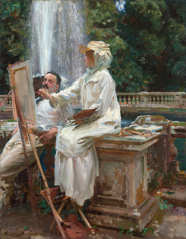 约翰·辛格·萨金特（John Singer Sargent）作品《喷泉，别墅托罗尼亚，意大利弗拉斯卡蒂》高清下载