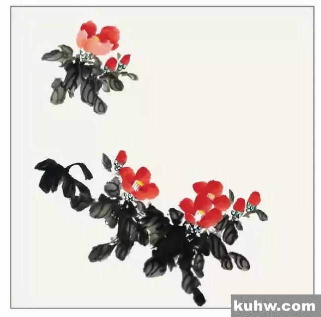 国画教程:茶花
