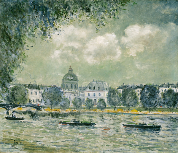 阿尔弗雷德·西斯利（Alfred Sisley）作品《沿塞纳河与法国研究所和艺术桥合影》高清下载