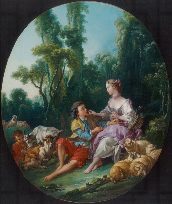 弗朗索瓦·布歇（François Boucher）作品《他们在考虑葡萄吗》高清下载