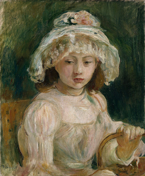 贝特·莫里索(Berthe Morisot)作品《戴着帽子的年轻女孩》高清下载
