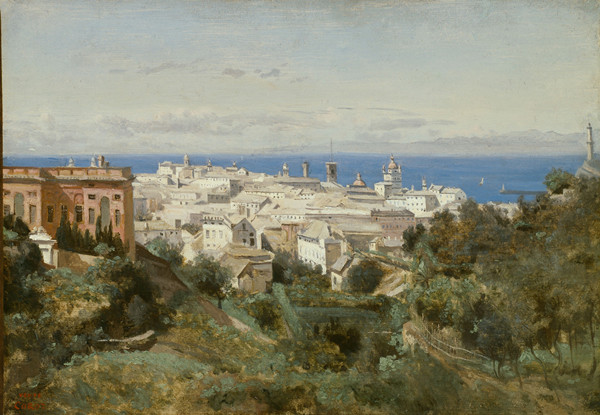让·巴蒂斯特·卡米尔·科罗（Jean-Baptiste-Camille Corot）作品《热那亚的景色》高清下载