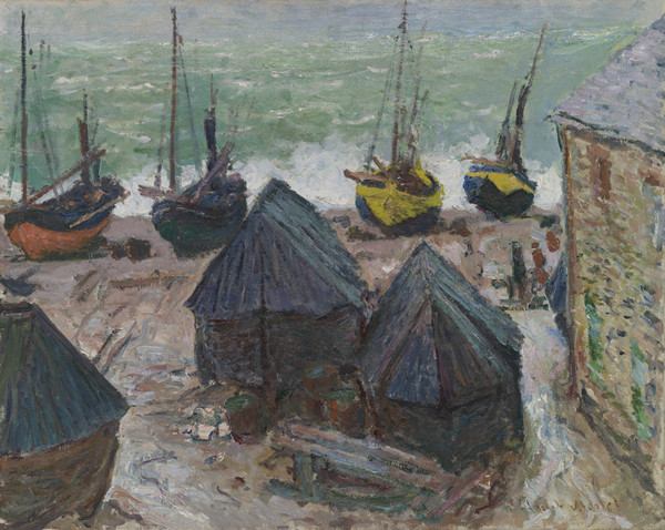 克洛德·莫奈（Claude Monet）作品《埃特勒塔海滩上的船》高清下载
