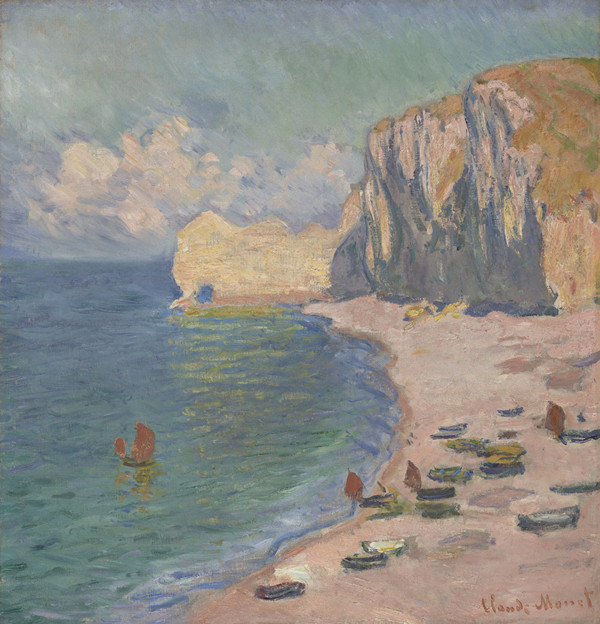 克洛德·莫奈（Claude Monet）作品《埃特勒塔：海滩和法莱兹·达蒙》高清下载