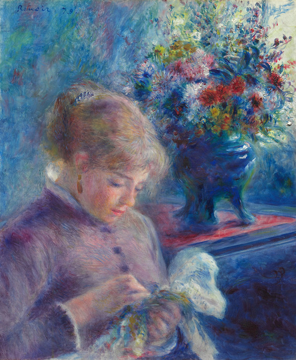 皮埃尔·奥古斯特·雷诺阿(Pierre-Auguste Renoir)作品《缝纫的年轻女子》高清下载