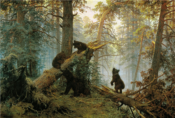 俄罗斯画家伊万·希什金（Ivan Shishkin）-松树林中的早晨（1889，特列季亚科夫画廊）高清下载