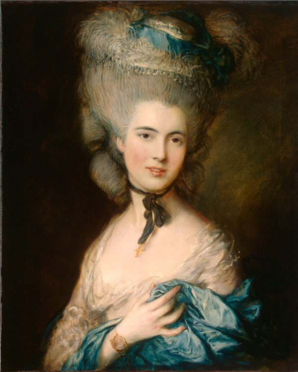 英国画家托马斯·盖恩斯伯勒（ Thomas Gainsborough）-蓝色的女人（〜1780）