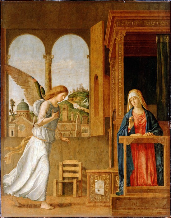 意大利画家西玛·达·科内利亚诺(cima da conegliano)-天使报喜（1495）