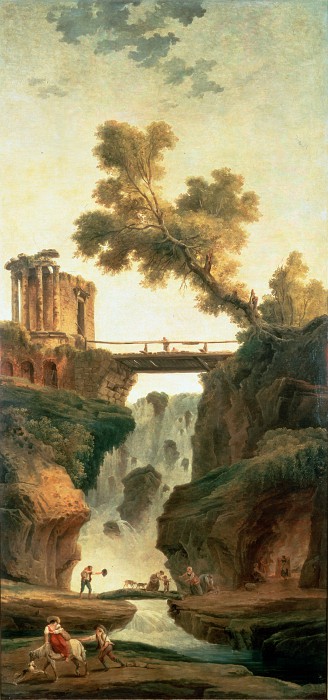 法国画家休伯特·罗伯特（Hubert Robert）-瀑布景观 高清下载