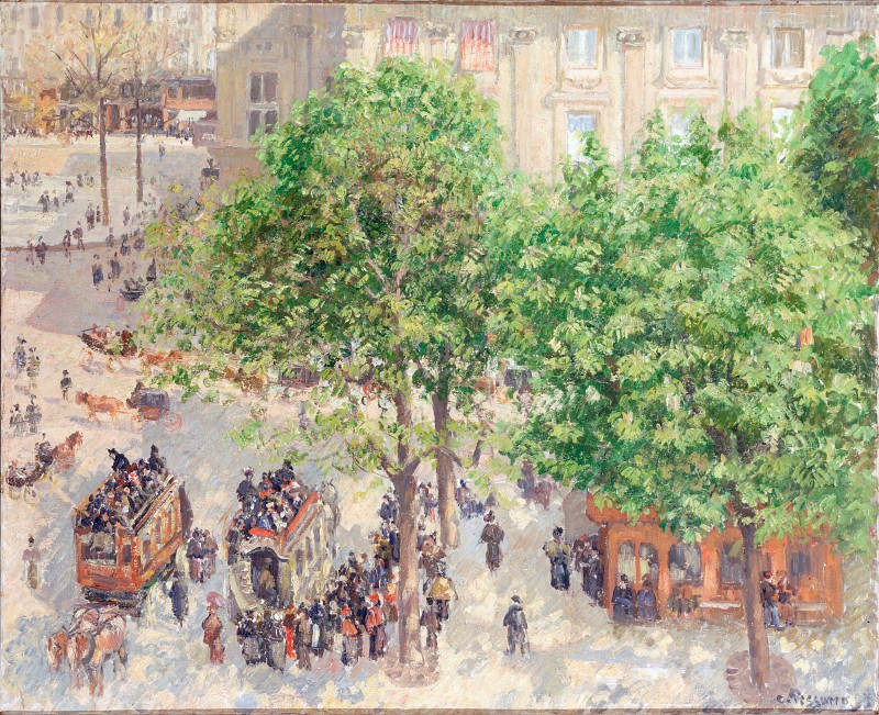 法国画家卡米尔·毕沙罗(Camille Pissarro)-法国剧院广场。春天(1898)高清下载