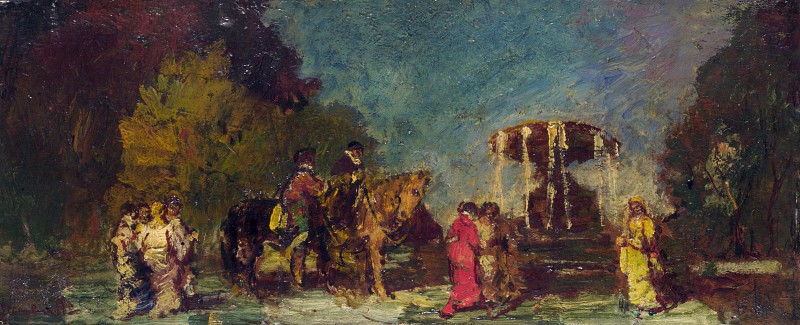 法国画家阿道夫·蒙蒂塞利(Adolphe Monticelli)作品-公园喷泉 高清下载
