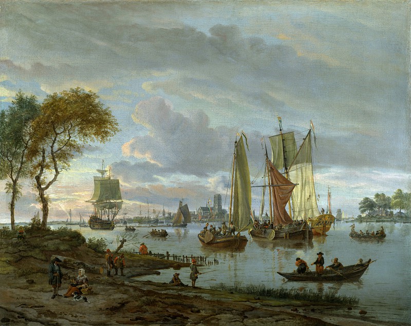 荷兰画家亚伯拉罕·斯托克（Abraham Jansz Storck ）-河景 高清下载