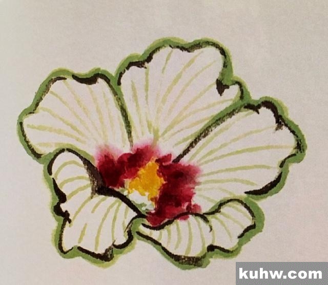 一起来学国画:蜀葵花的画法
