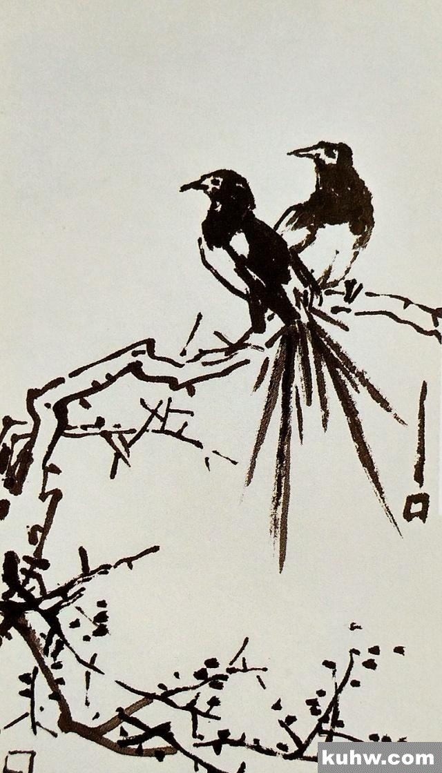 国画基础讲堂|报喜图的布局和喜鹊的画法