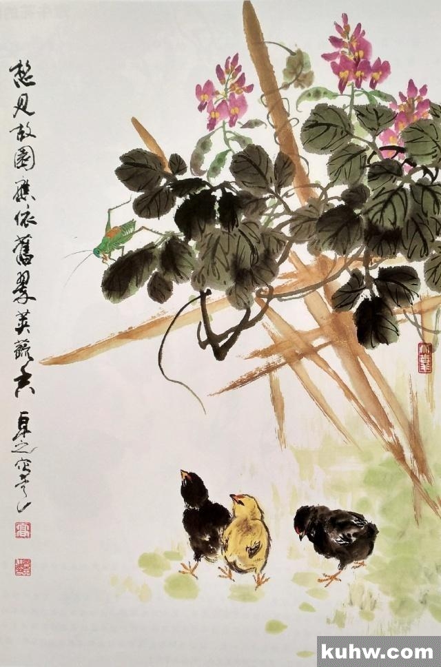 一起来学国画：扁豆花的画法