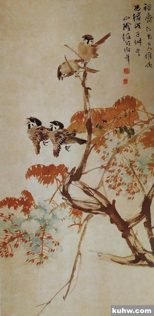 国画基础讲堂|麻雀图的常见构图以及简易画法