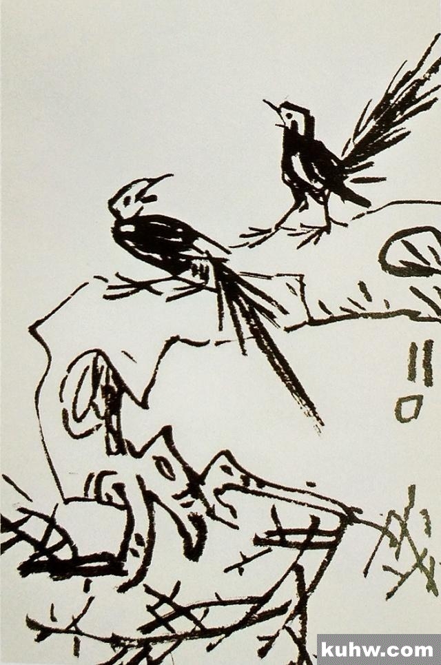 国画基础讲堂|报喜图的布局和喜鹊的画法