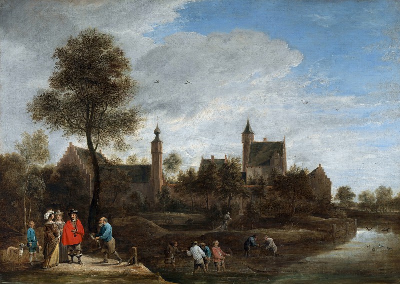 比利时画家大卫·特尼尔斯（David Teniers the Younger）-安特卫普附近的赫斯特·斯特克斯霍夫（Het Sterckshof）风景 高清下载
