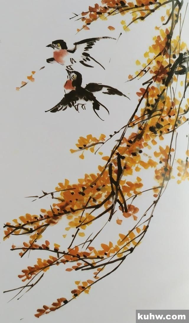 国画基础讲堂|燕子的简易画法和构图参考