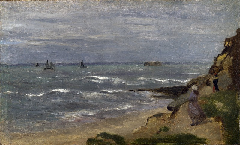 让·巴蒂斯特·卡米尔·柯罗 (Jean-Baptiste-Camille Corot)的追随者-悬崖上的人物海景 高清下载