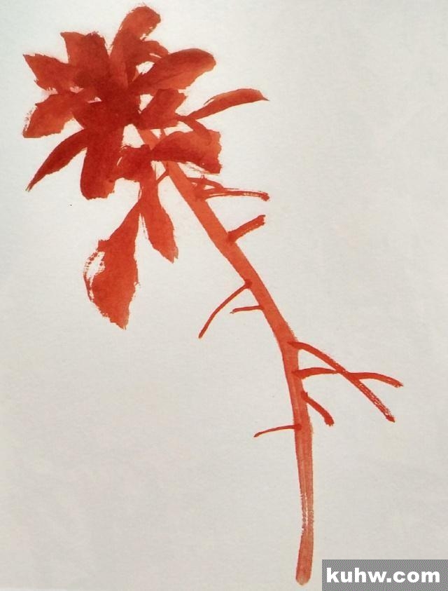 一起来学国画:雁来红的画法