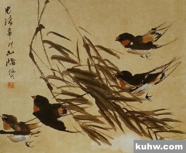 国画基础讲堂|燕子的简易画法和构图参考