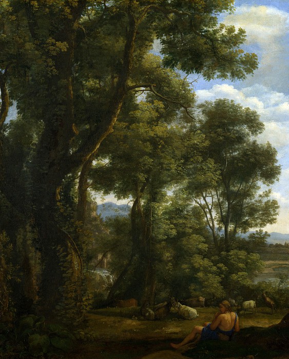 法国风景画家克劳德·洛兰(Claude Lorrain 1600-1682年)-《牧羊人与山羊的风景》高清下载
