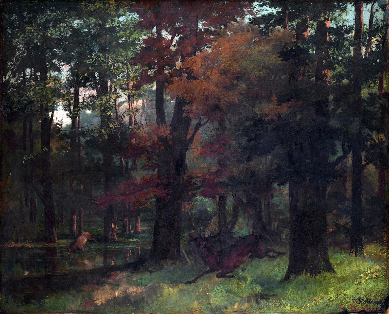 古斯塔夫·库尔贝（Gustave Courbet）-在森林里 高清下载