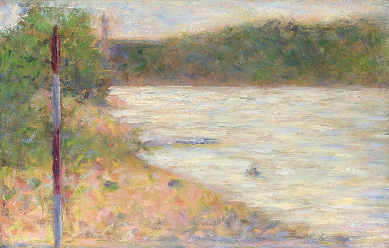  法国画家乔治·苏拉特(Georges Seurat)-河岸（阿涅尔的塞纳河）高清下载