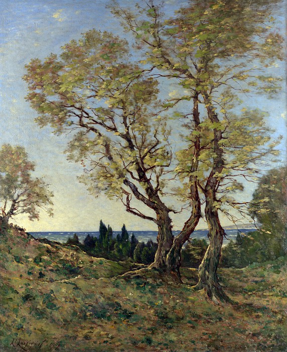 法国画家亨利·约瑟夫·阿皮尼（Henri Joseph Harpignies）芒通的橄榄树 高清下载