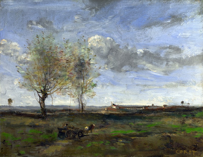 让-巴蒂斯特·卡米尔·柯罗（Jean-Baptiste Camille Corot） –阿蒂瓦斯平原上的货车 高清下载