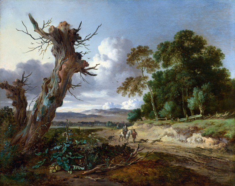 荷兰画家扬·维恩纳特（Jan Wijnants） –有两棵枯树的风景 高清下载