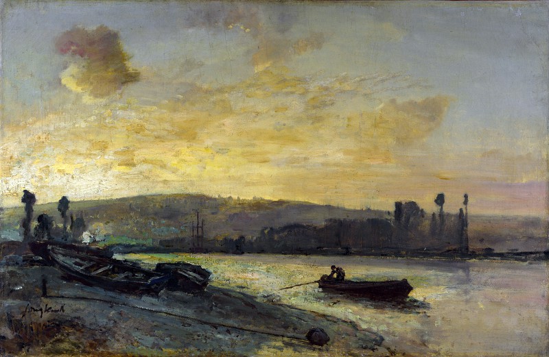 荷兰画家约翰·巴特霍尔德·琼金德(Johan Barthold Jongkind)-河景高清下载