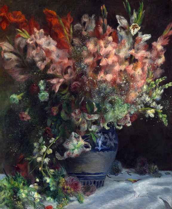 皮埃尔·奥古斯特·雷诺阿（Pierre-Auguste Renoir）–花瓶中的剑兰 高清下载
